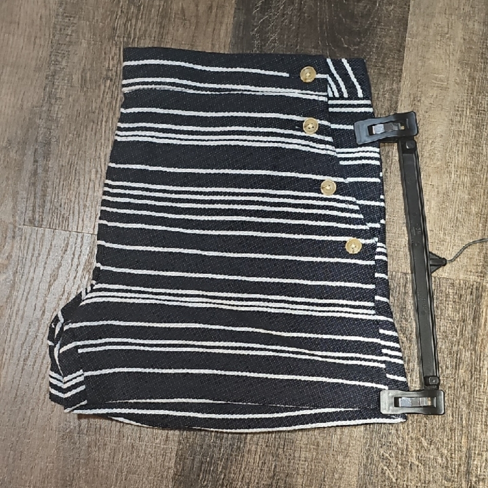 Banana Republic Black and White Striped High Waist Shorts